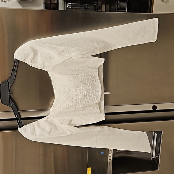 💕ASTR💕 Long Sleeve Sweetheart Neck Crop Top ~ White Medium M NWT - Picture 8 of 12